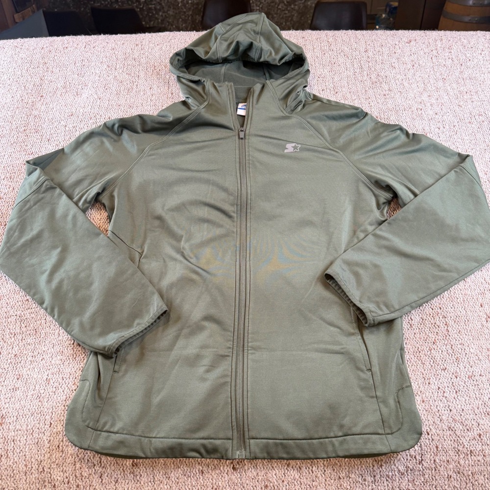 Starter Men's Full Zip Active Hoodie Jacket Olive‎ Green Medium Athletic